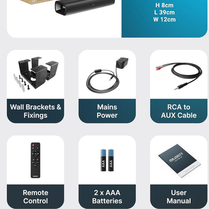 Majority NAGA 40 Soundbar 2.1 80W με Ενσωματωμένο Subwoofer, Bluetooth & HDMI ARC