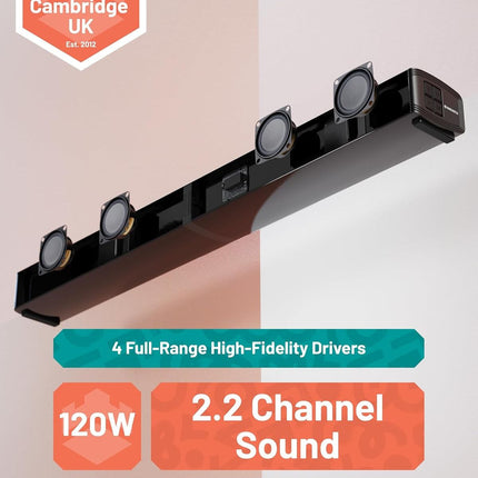 Majority Oakcastle SB80 Soundbar 120W 2 σε 1 με Αποσπώμενα Ηχεία, Bluetooth & HDMI ARC