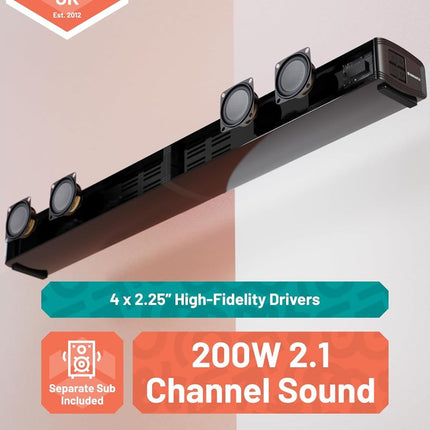 Majority Oakcastle SB80 XTRA Soundbar 200W 2 σε 1 με Ασύρματο Subwoofer, Bluetooth & HDMI ARC