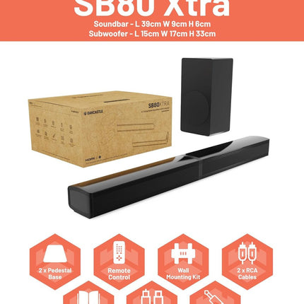Majority Oakcastle SB80 XTRA Soundbar 200W 2 σε 1 με Ασύρματο Subwoofer, Bluetooth & HDMI ARC