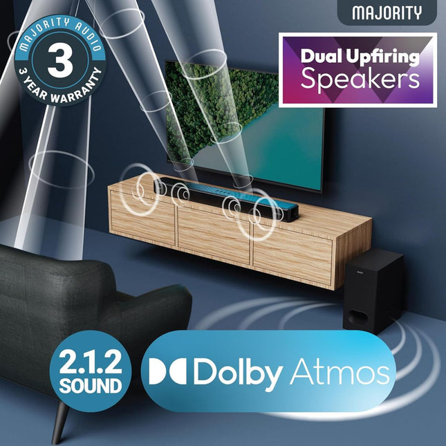 Majority Sierra Plus Soundbar 2.1.2 400W με Dolby Atmos & Ασύρματο Subwoofer
