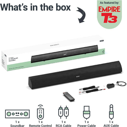 Majority Snowdon II Soundbar 2.1 120W με Ενσωματωμένο Subwoofer, Bluetooth & Οπτική Είσοδο