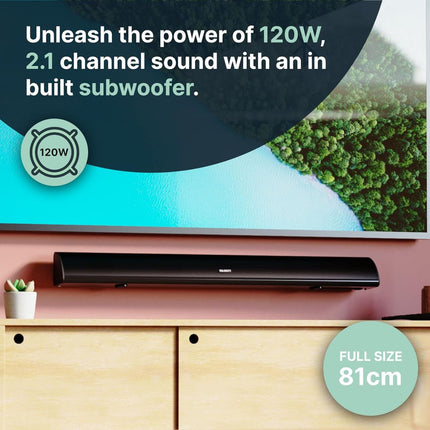 Majority Snowdon II Soundbar 2.1 120W με Ενσωματωμένο Subwoofer, Bluetooth & Οπτική Είσοδο Λευκό