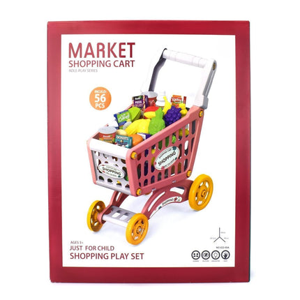 Παιδικό Καρότσι Σούπερ Μάρκετ με 56 Τεμάχια για Δημιουργικό Παιχνίδι Ροζ, 3+ Ετών