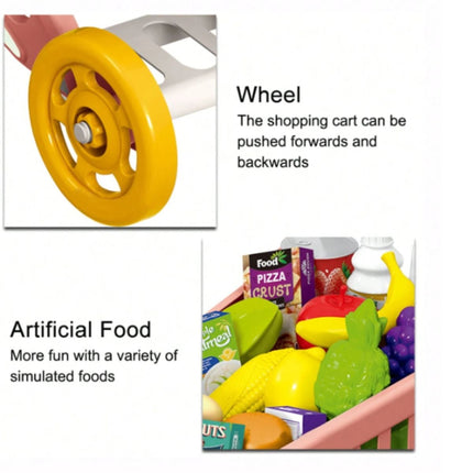 Παιδικό Καρότσι Σούπερ Μάρκετ με 56 Τεμάχια για Δημιουργικό Παιχνίδι Ροζ, 3+ Ετών