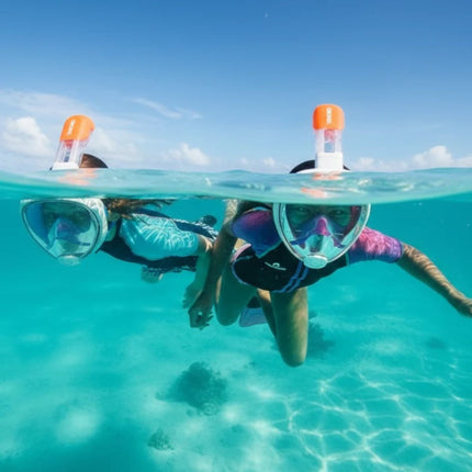 Μάσκα Θαλάσσης Full Face Snorkeling XS με Αναπνευστήρα 180° Πανοραμική Θέα & Dry Top Σύστημα Μπλε