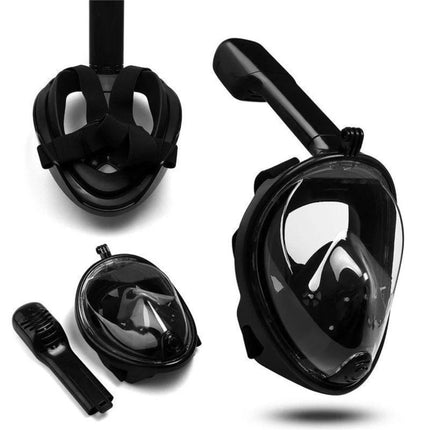 Μάσκα Θαλάσσης Full Face Snorkeling XS με Αναπνευστήρα 180° Πανοραμική Θέα & Dry Top Σύστημα Μαύρο