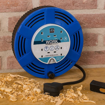 Masterplug Καρούλι Επέκτασης Ρεύματος με 4 Πρίζες & Καλώδιο 15m, Θερμική Προστασία & Reset