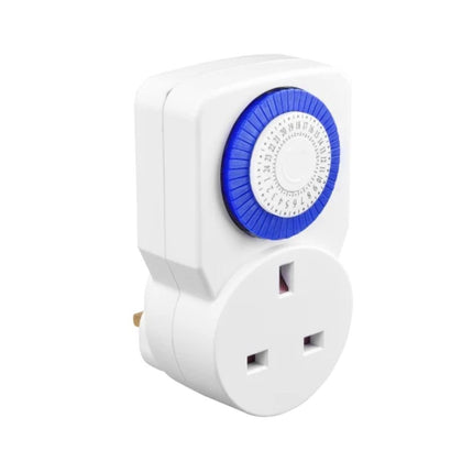 Masterplug Μηχανικός Χρονοδιακόπτης Πρίζας με Πέρασμα Ρεύματος, 24ωρη Ρύθμιση & Χειροκίνητη Παράκαμψη