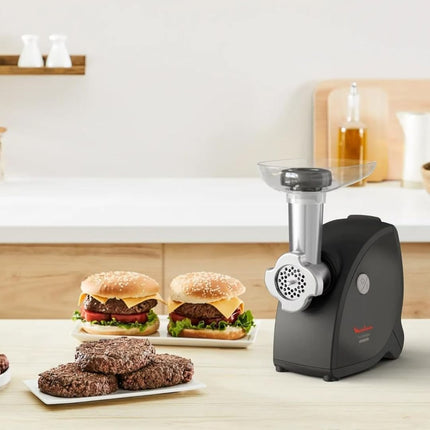 MOULINEX Μηχανή Άλεσης Κιμά 2000W με Αντίστροφη Λειτουργία, Αξεσουάρ για Λουκάνικα & Τρίφτης Λαχανικών ME4728