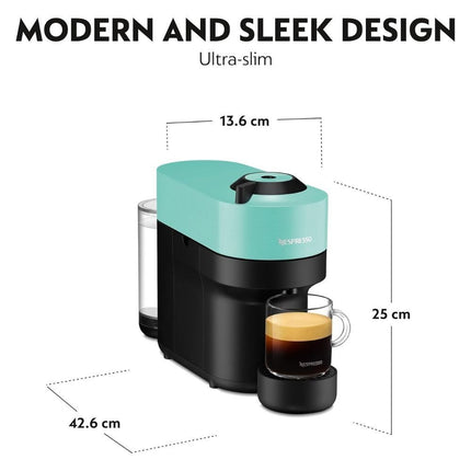 Nespresso Vertuo Pop Μηχανή Καφέ με Centrifusion™ Τεχνολογία & 6 Μεγέθη Ροφημάτων για Κάψουλες Vertuo,19bar, Aqua Mint