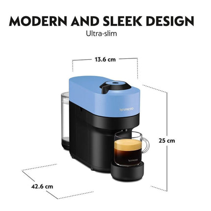 Nespresso Vertuo Pop Μηχανή Καφέ με Centrifusion™ Τεχνολογία & 6 Μεγέθη Ροφημάτων για Κάψουλες Vertuo,19bar Pacific Blue, Γαλάζιο