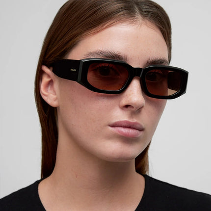MELLER KIRA Unisex Polaroid Γυαλιά Ηλίου με Μαύρο Κοκκάλινο Σκελετό και Καφέ Φακό KIR-TUTGBROWN, Black Brown