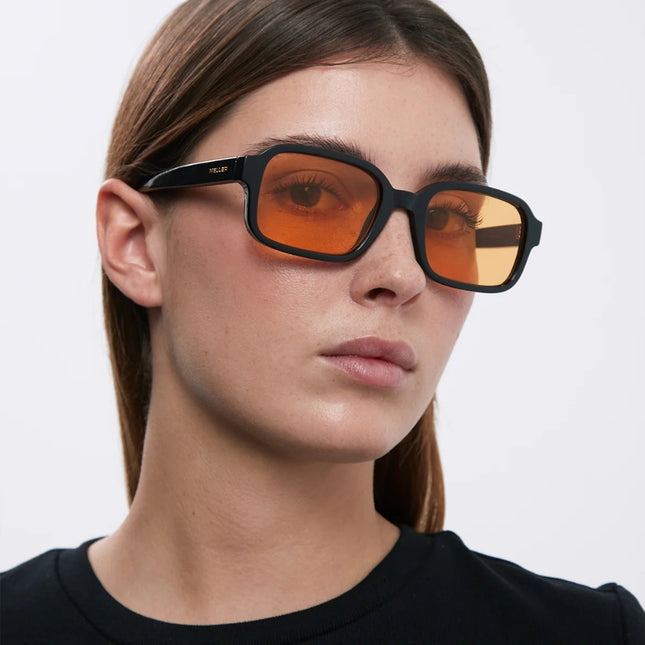 MELLER LEBO Unisex Polaroid Γυαλιά Ηλίου με Μαύρο Κοκκάλινο Σκελετό και Πορτοκαλί Φακό LB-TUTORANGE, Black Orange