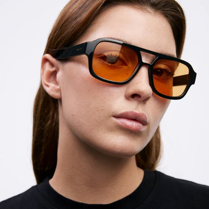 MELLER SHIPO Unisex Polaroid Γυαλιά Ηλίου με Μαύρο Σκελετό και Πορτοκαλί Φακό SP4-TUTORANGE, Black Orange