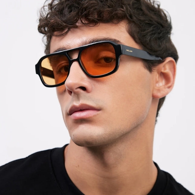 MELLER SHIPO Unisex Polaroid Γυαλιά Ηλίου με Μαύρο Σκελετό και Πορτοκαλί Φακό SP4-TUTORANGE, Black Orange