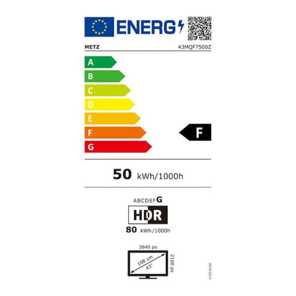 METZ QLED 4K UHD Smart Τηλεόραση 43″ με Google TV, Dolby Atmos & 120Hz 43MQF7500Z Μαύρο