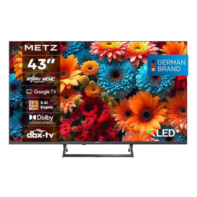 METZ QLED 4K UHD Smart Τηλεόραση 43″ με Google TV, Dolby Atmos & 120Hz 43MQF7500Z Μαύρο