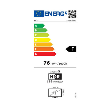METZ QLED Mini LED 4K UHD Smart Τηλεόραση 55″ με Google TV, Dolby Vision IQ & 144Hz 55MNE8000Z