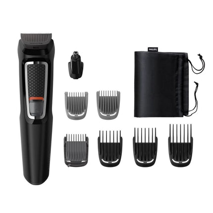 PHILIPS 3000 Series Multigroom 8σε1 Επαναφορτιζόμενο Τρίμερ για Πρόσωπο & Μαλλιά με 8 Εξαρτήματα Περιποίησης, Ρυθμιζόμενη Χτένα 3-7mm & έως 60 Λεπτά Χρόνο Λειτουργίας MG3730/15