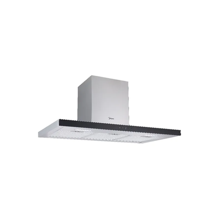 MIDEA MH90I4300X-CYP Απορροφητήρας Νησίδας 90cm με Απορροφητικότητα 640m³/h, 4 Ταχύτητες, Χειρισμό Αφής & Φωτισμό LED, Inox με Μαύρο Γυαλί