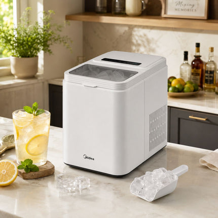 Midea Ψηφιακή Παγομηχανή 12kg/Ημέρα με Οθόνη Αφής, Αυτοκαθαρισμό & 2 Μεγέθη Πάγου MERI12BG01EU Λευκό