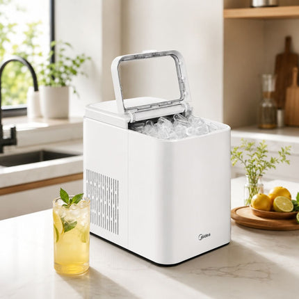 Midea Ψηφιακή Παγομηχανή 12kg/Ημέρα με Οθόνη Αφής, Αυτοκαθαρισμό & 2 Μεγέθη Πάγου MERI12BG01EU Λευκό