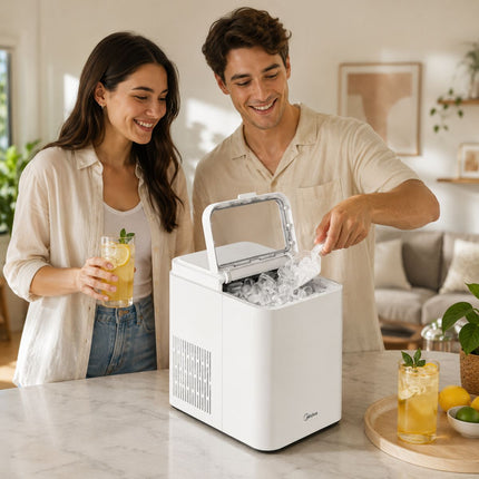 Midea Ψηφιακή Παγομηχανή 12kg/Ημέρα με Οθόνη Αφής, Αυτοκαθαρισμό & 2 Μεγέθη Πάγου MERI12BG01EU Λευκό