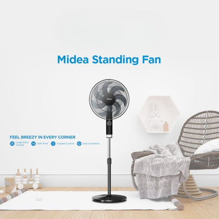 Midea Ηλεκτρικός Ανεμιστήρας Δαπέδου με Τηλεχειριστήριο, Ρυθμιζόμενο Ύψος & Χρονοδιακόπτη FS40-23MR
