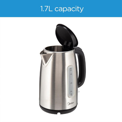 MIDEA Ηλεκτρικός Βραστήρας 1.7L 2200W Inox με Auto Shut-Off & Περιστρεφόμενη Βάση 360° MK-17S30D2