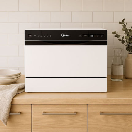 Midea Mini Compact Πλυντήριο Πιάτων 6 Σερβιτσιών με Wi-Fi, Extra Dry, Self-Clean 70°C & Ψηφιακό Panel, MTD55S400W Λευκό