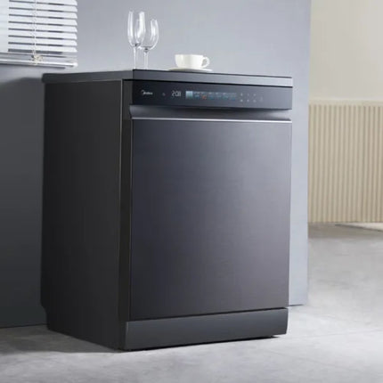 Midea Πλυντήριο Πιάτων Ελεύθερης Τοποθέτησης 60cm για 14 Σερβίτσια με AutoOpen, Dual Zone, Wi-Fi & PowerWash, Σκούρο Γκρίζο MDWEF1433GMG-WG