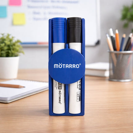 Motarro Σετ Μαρκαδόροι Λευκού Πίνακα με Σβηστήρα Μαύρο και Μπλε