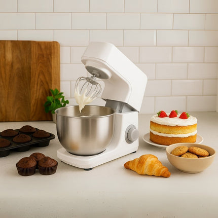 MOULINEX Masterchef Essential Πολυμίξερ Κουζίνας 800W με Μεγάλο Μπολ 4.8L, 6 Ταχύτητες, Ανάμειξη Πλανητικής Κίνησης & Μεταλλικά Αξεσουάρ Ζαχαροπλαστικής QA150110