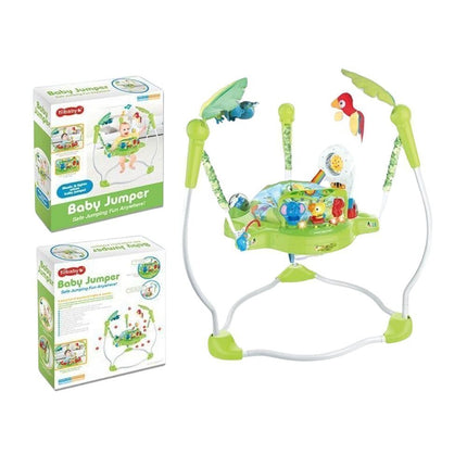Baby Jumper Βρεφικό Τραμπολίνο Ζωολογικός Κήπος με Διαδραστικά Ζωάκια & Ρυθμιζόμενο Ύψος Πράσινο, 6+ Μηνών