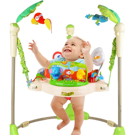 Baby Jumper Βρεφικό Τραμπολίνο Ζωολογικός Κήπος με Διαδραστικά Ζωάκια & Ρυθμιζόμενο Ύψος Πράσινο, 6+ Μηνών