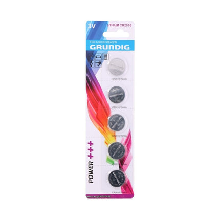Grundig CR2016 Μπαταρία Λιθίου 3V Πακέτο 5 Τεμαχίων 53893