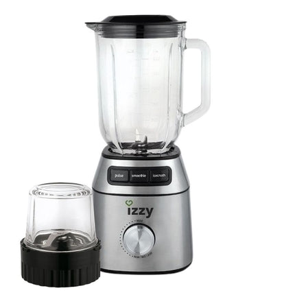 IZZY Μπλέντερ για Smoothies με Γυάλινη Κανάτα 1.5lt 700W Inox & με Μύλο Άλεσης