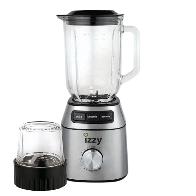 IZZY Μπλέντερ για Smoothies με Γυάλινη Κανάτα 1.5lt 700W Inox & με Μύλο Άλεσης