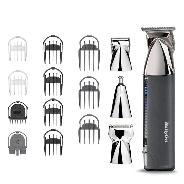 BaByliss Super-X Metal 15σε1 Επαναφορτιζόμενη Μεταλλική Κουρευτική Μηχανή για Γενειάδα, Μαλλιά, Σώμα & Αυτιά με Μήκος Κοπής 0.5–16 mm, Βάση Φόρτισης USB Πλήρως Αδιάβροχη & έως 180 Λεπτά Χρόνο Λείτουργίας MT996E