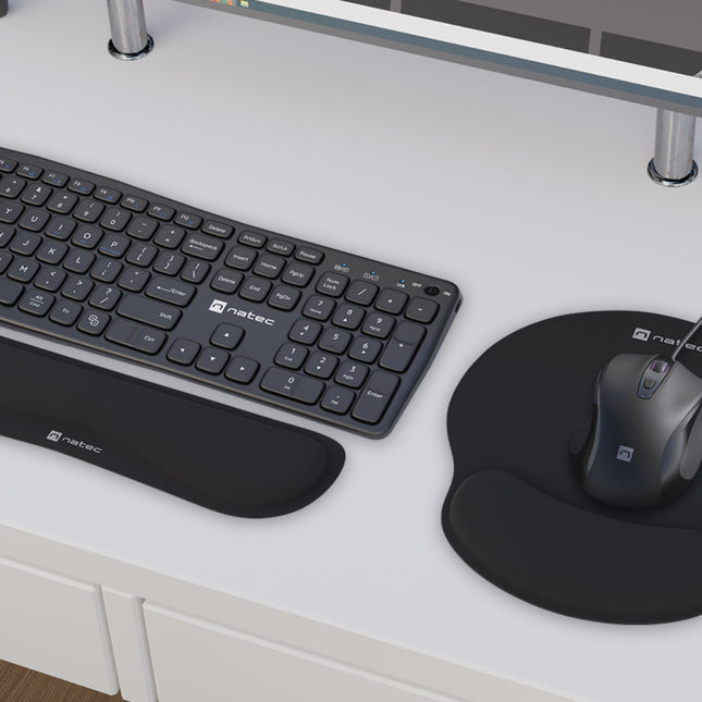 NATEC Chipmunk 2-in-1 Mousepad & Wrist Rest με Εργονομική Foam Επένδυση Μαύρο