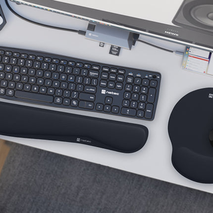NATEC Chipmunk 2-in-1 Mousepad & Wrist Rest με Εργονομική Foam Επένδυση Μαύρο