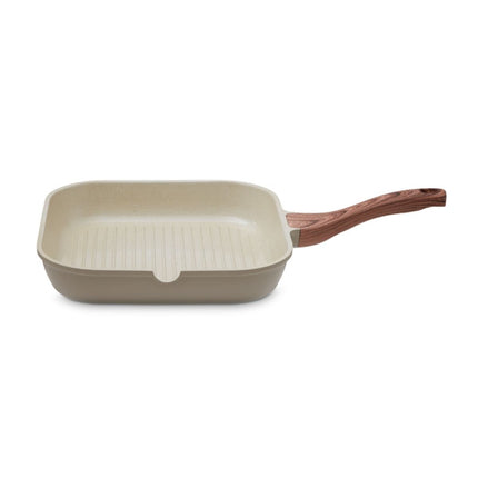 IZZY Τηγάνι Γκριλιέρα Natura Elea 28×28 cm με Αντικολλητική Επίστρωση για Όλες τις Εστίες 225032 Μπεζ