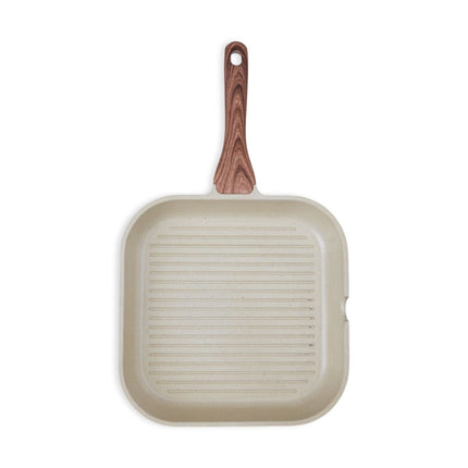 IZZY Τηγάνι Γκριλιέρα Natura Elea 28×28 cm με Αντικολλητική Επίστρωση για Όλες τις Εστίες 225032 Μπεζ