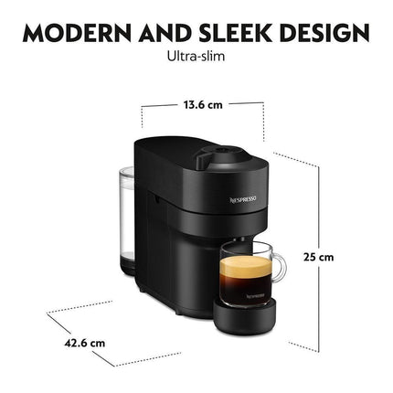 Nespresso Vertuo Pop Μηχανή Καφέ με Centrifusion™ Τεχνολογία & 6 Μεγέθη Ροφημάτων για Κάψουλες Vertuo,19bar Liquorice Black, Μαύρο