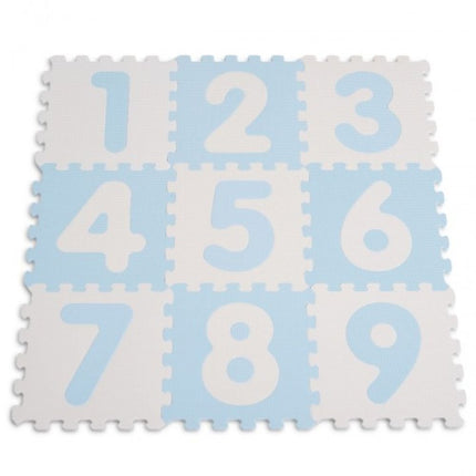 Sunta Puzzle Χαλάκι Δαπέδου Αντιβακτηριδιακό με Αριθμούς 30x30cm 9 Τεμαχίων για Μωρά και Παιδιά 10+ Μηνών Λευκό/Μπλέ