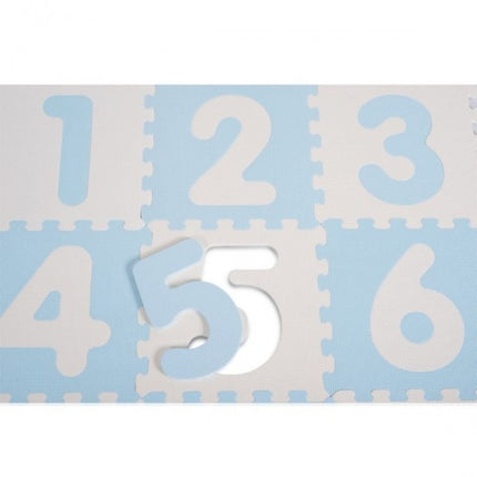 Sunta Puzzle Χαλάκι Δαπέδου Αντιβακτηριδιακό με Αριθμούς 30x30cm 9 Τεμαχίων για Μωρά και Παιδιά 10+ Μηνών Λευκό/Μπλέ