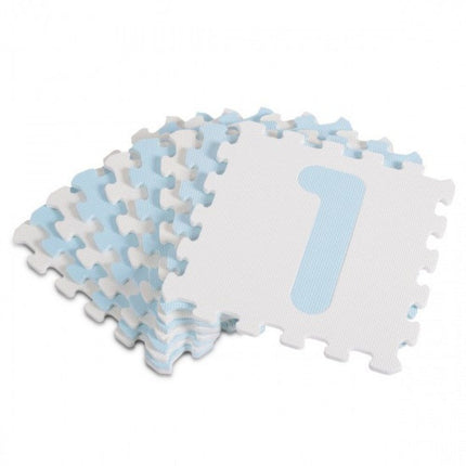 Sunta Puzzle Χαλάκι Δαπέδου Αντιβακτηριδιακό με Αριθμούς 30x30cm 9 Τεμαχίων για Μωρά και Παιδιά 10+ Μηνών Λευκό/Μπλέ