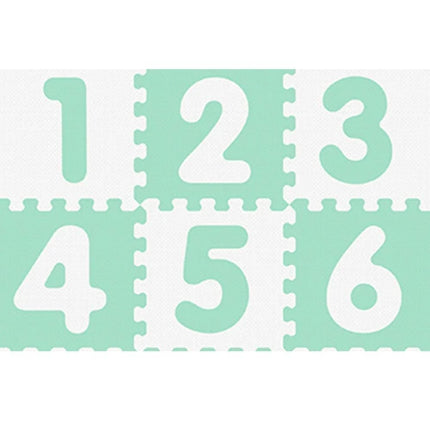 Sunta Puzzle Χαλάκι Δαπέδου Αντιβακτηριδιακό με Αριθμούς 30x30cm 9 Τεμαχίων για Μωρά και Παιδιά 10+ Μηνών Λευκό/Πράσινο