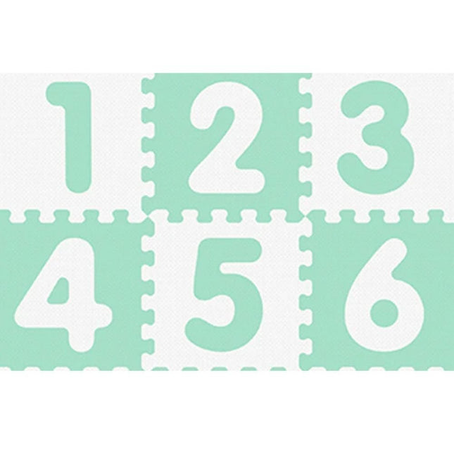 Sunta Puzzle Χαλάκι Δαπέδου Αντιβακτηριδιακό με Αριθμούς 30x30cm 9 Τεμαχίων για Μωρά και Παιδιά 10+ Μηνών Λευκό/Πράσινο